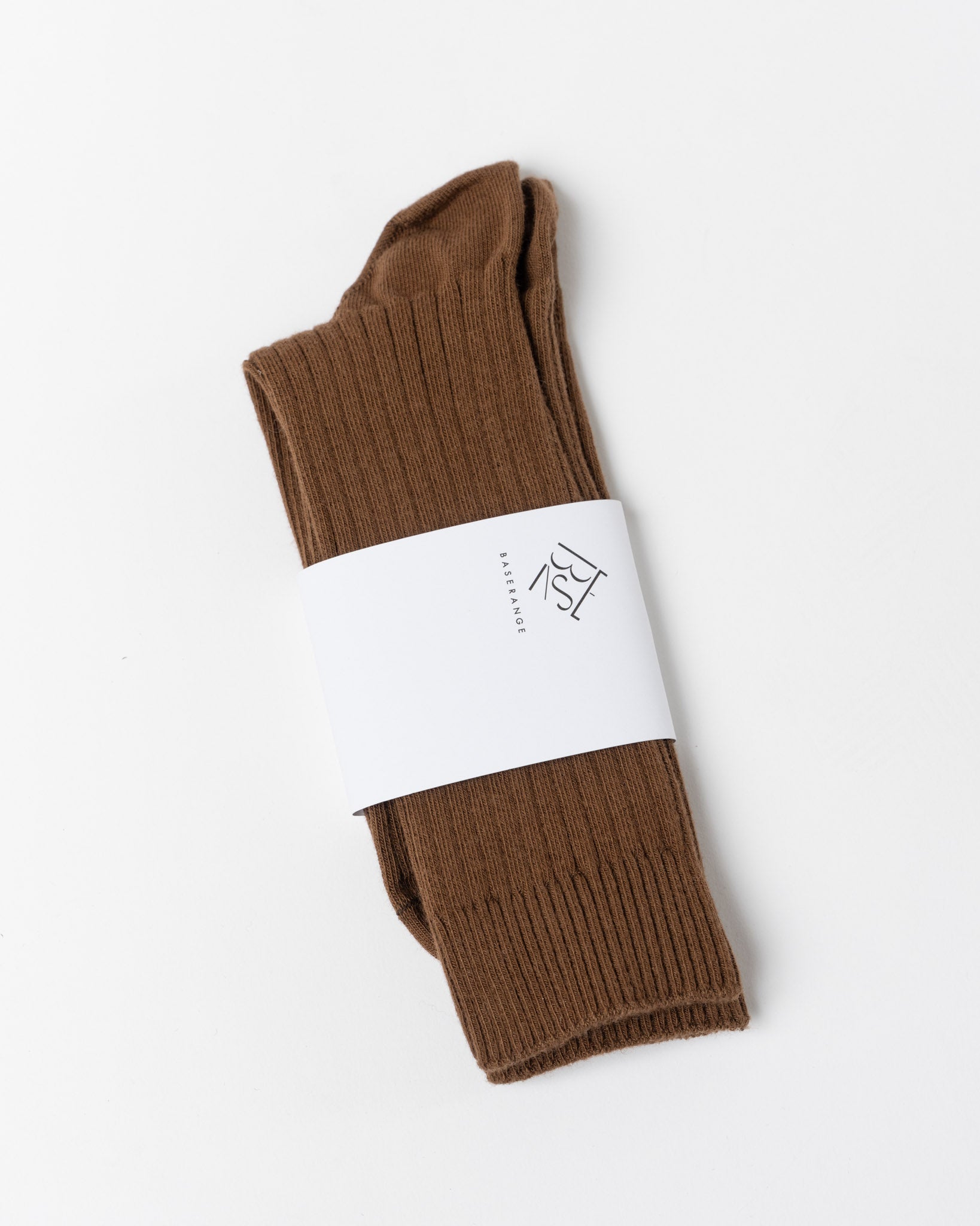 Baserange Rib Overankle Socks in Nocciola Brown