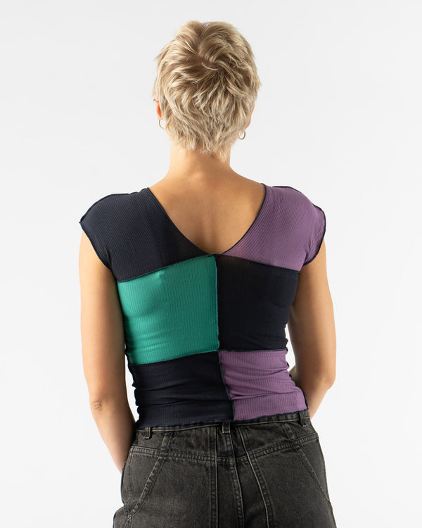 Baserange Teak Tank in Green/Navy/Purple