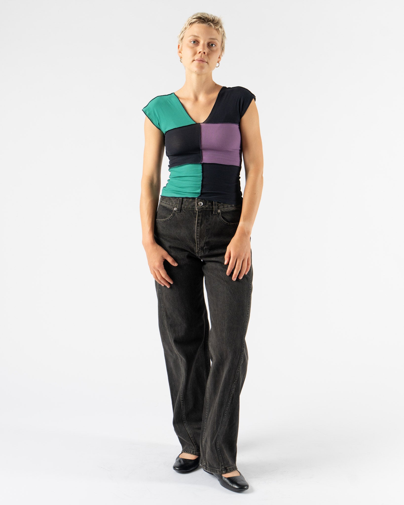 Baserange Teak Tank in Green/Navy/Purple