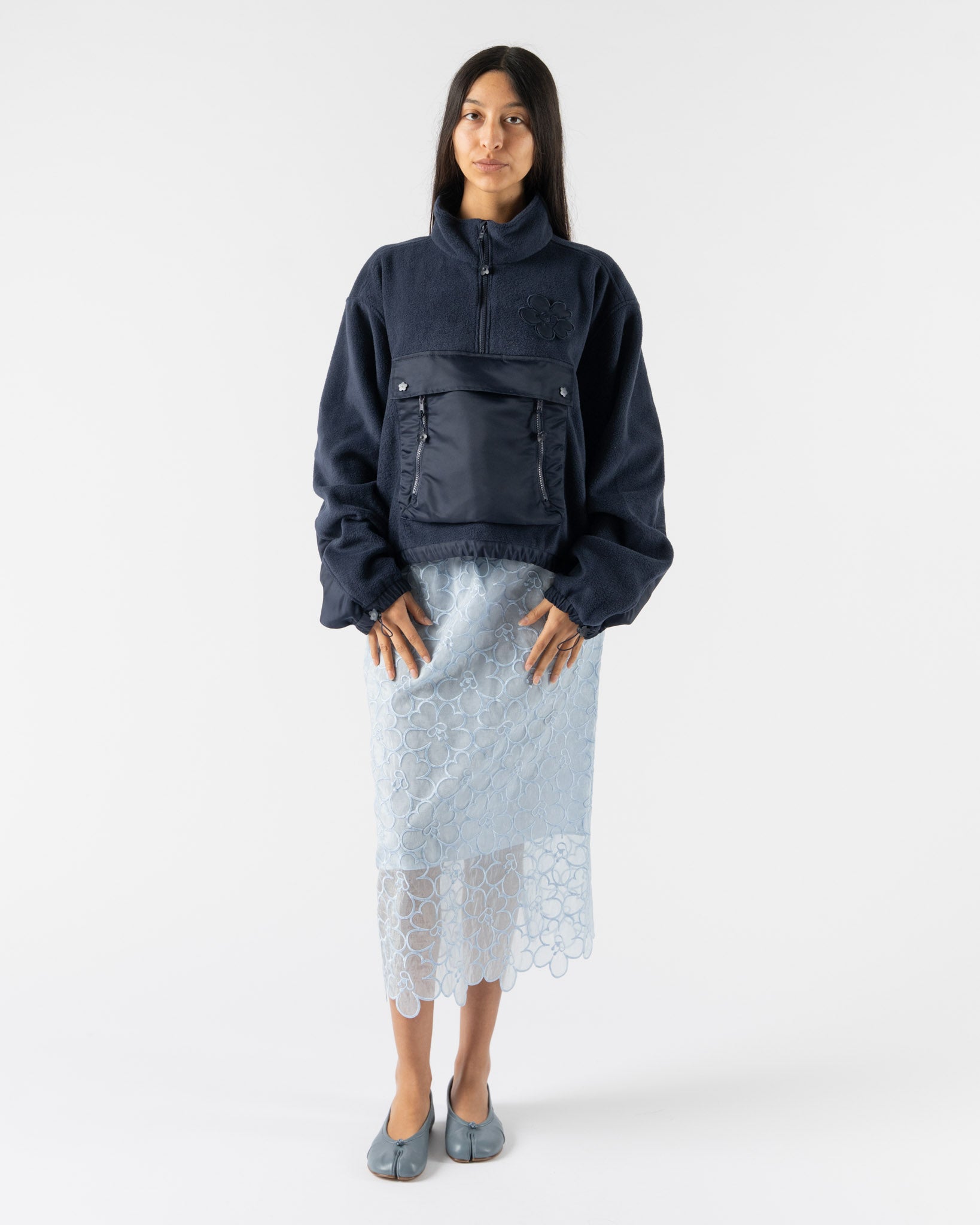 Cecilie Bahnsen Bastian Top in Navy Soft Fleece