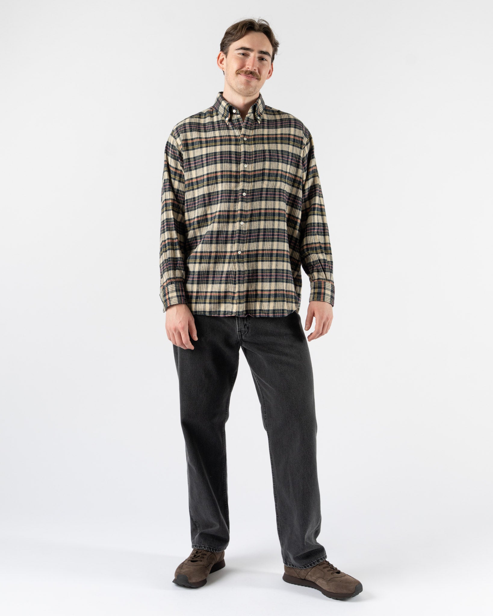 Beams Plus B.D. Flannel Shirt in Beige Plaid