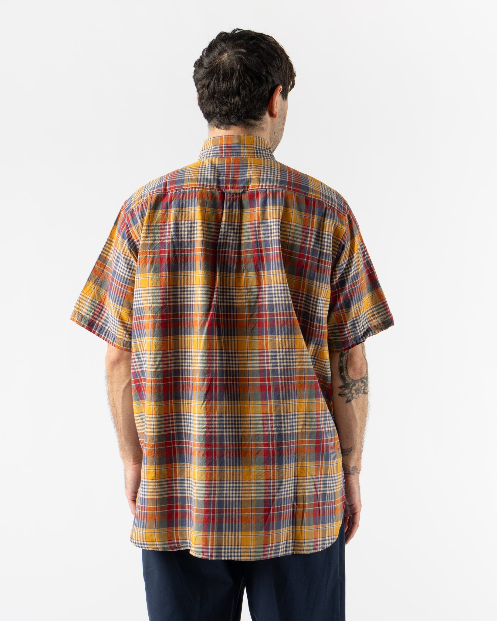 Beams Plus BD Classic Fit Madras Shirt in Mustard
