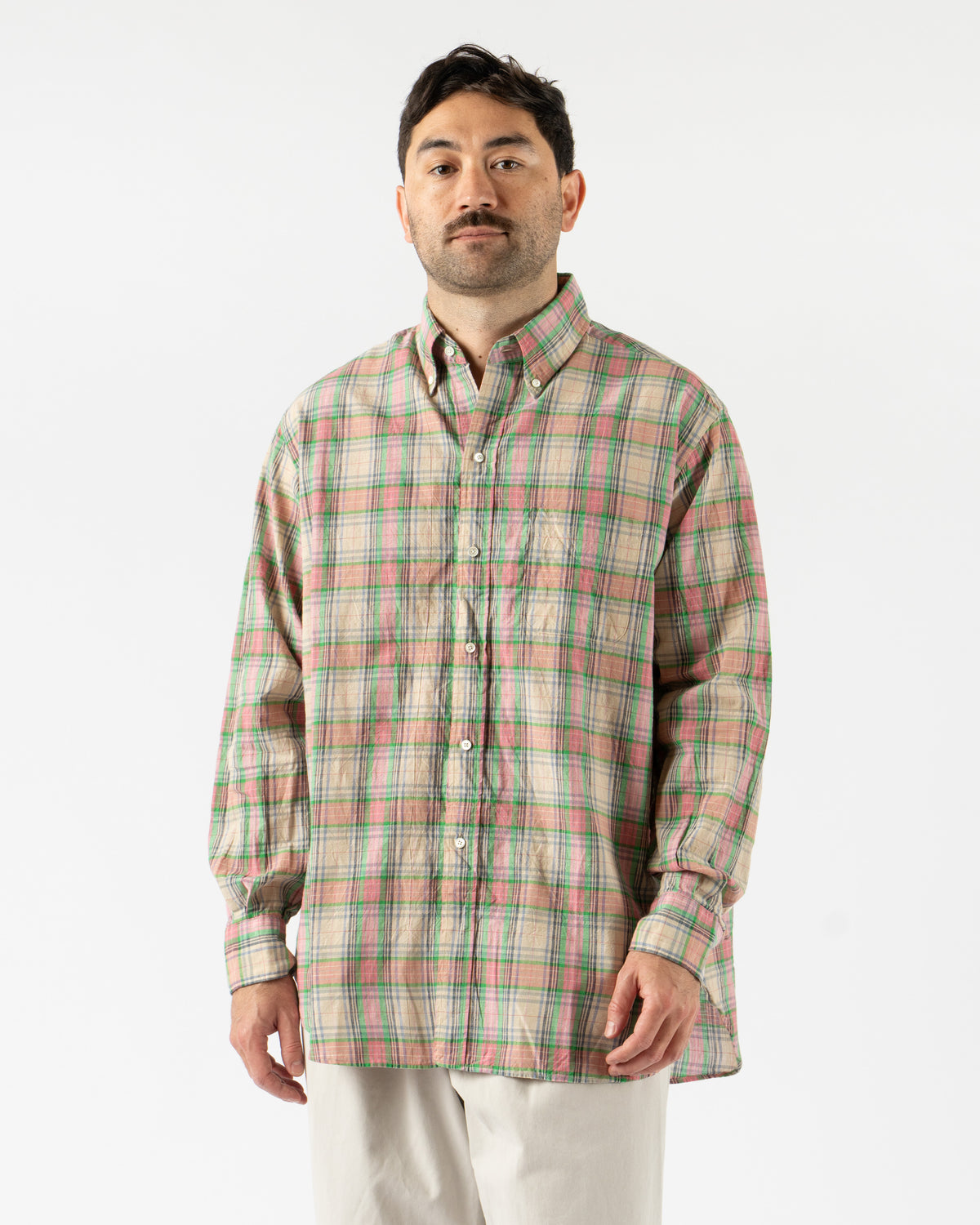 Beams Plus BD Classic Fit Madras Shirt in Pink Curated at Jake and 