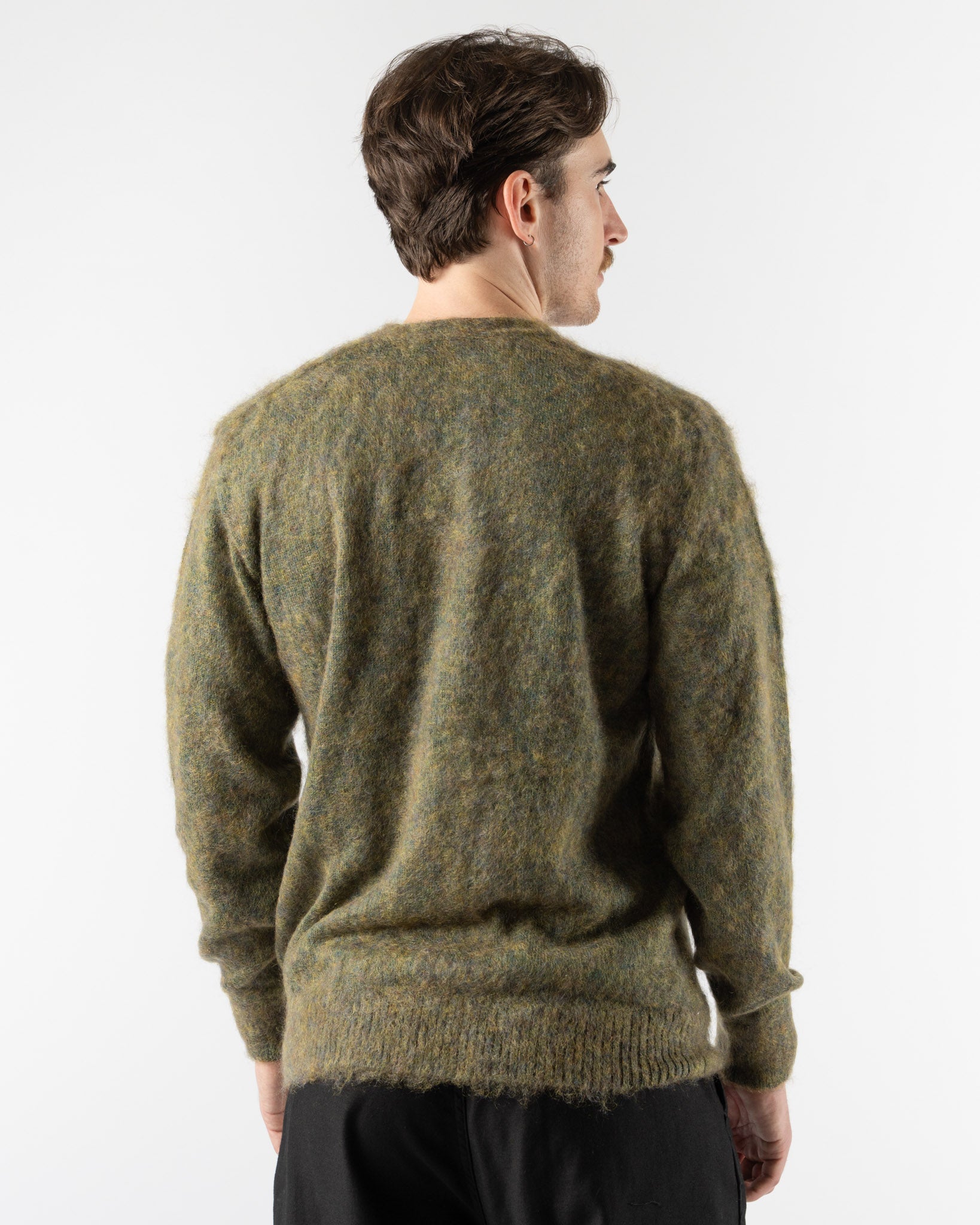 Beams Plus Cardigan Stretch Mohair in Green Curated at Jake and Jones