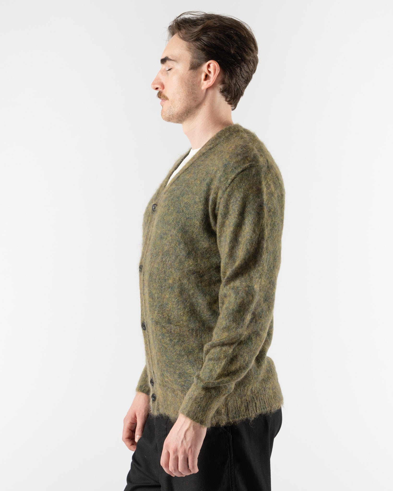 Beams Plus Cardigan Stretch Mohair in Green