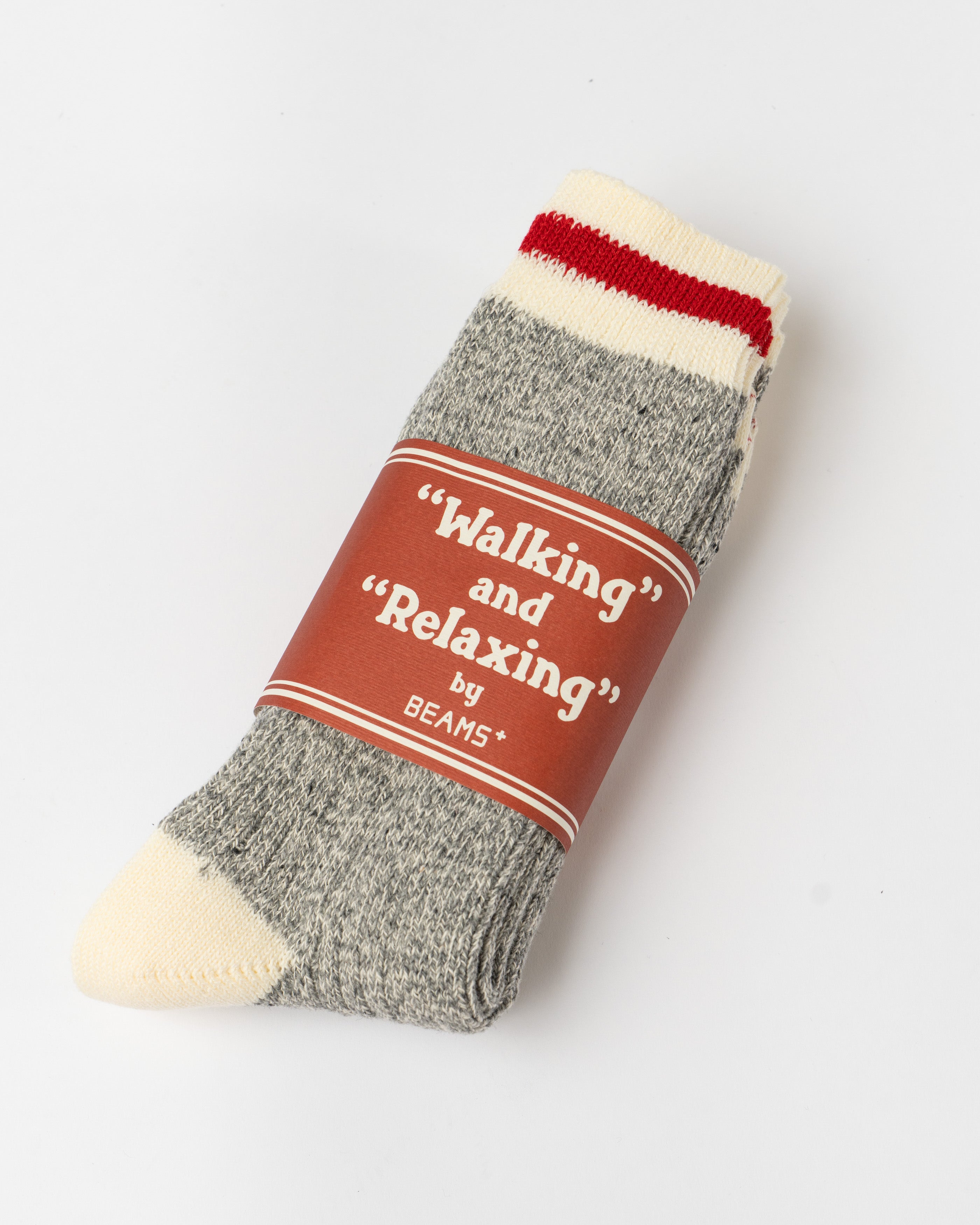 Beams Plus Rag Socks in Grey featuring soft cotton blend, vintage-inspired knit texture, and comfortable everyday fit