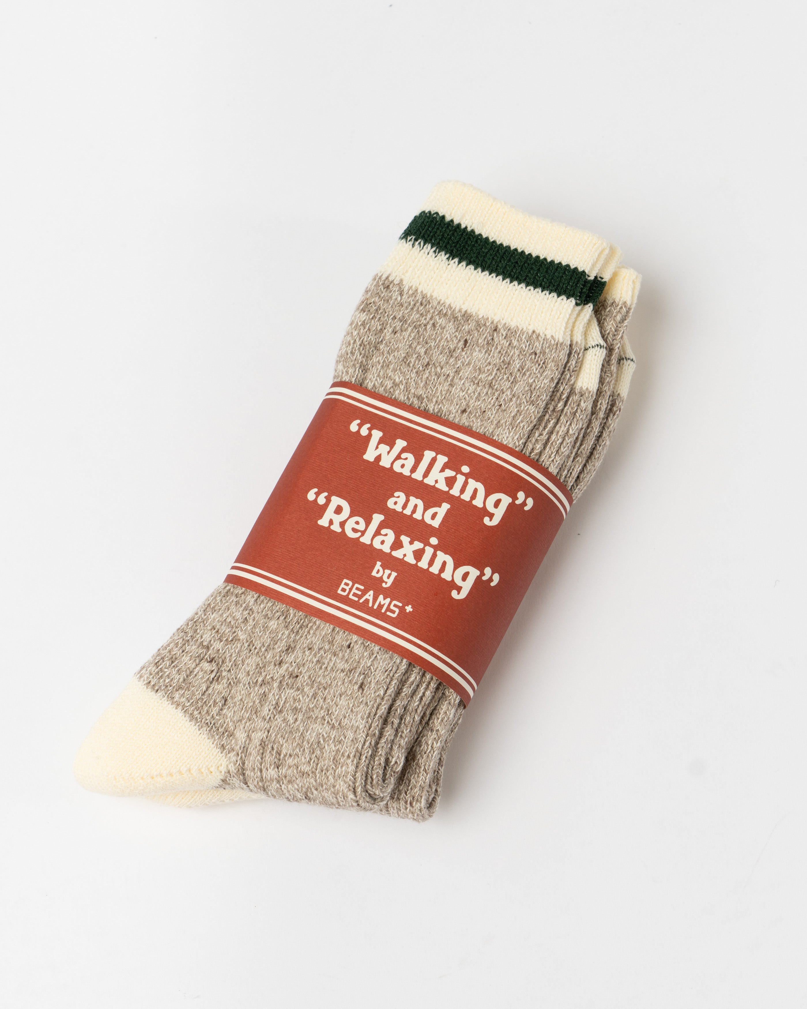 Beams Plus Rag Socks in Oatmeal featuring cozy cotton blend, vintage-style knit, and versatile everyday comfort