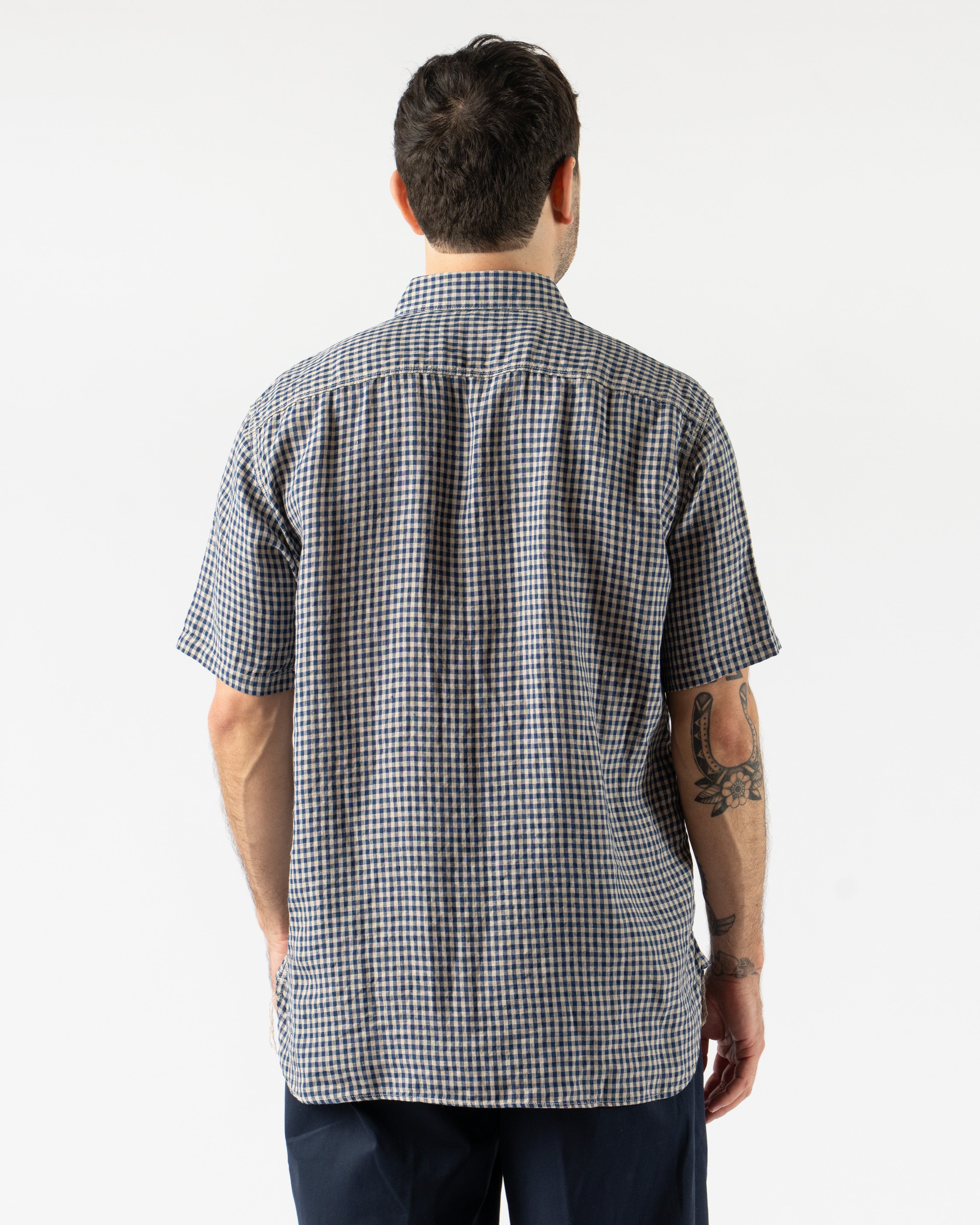 Beams Plus plaid short sleeve work shirt – made from linen for effortless summer style and comfort