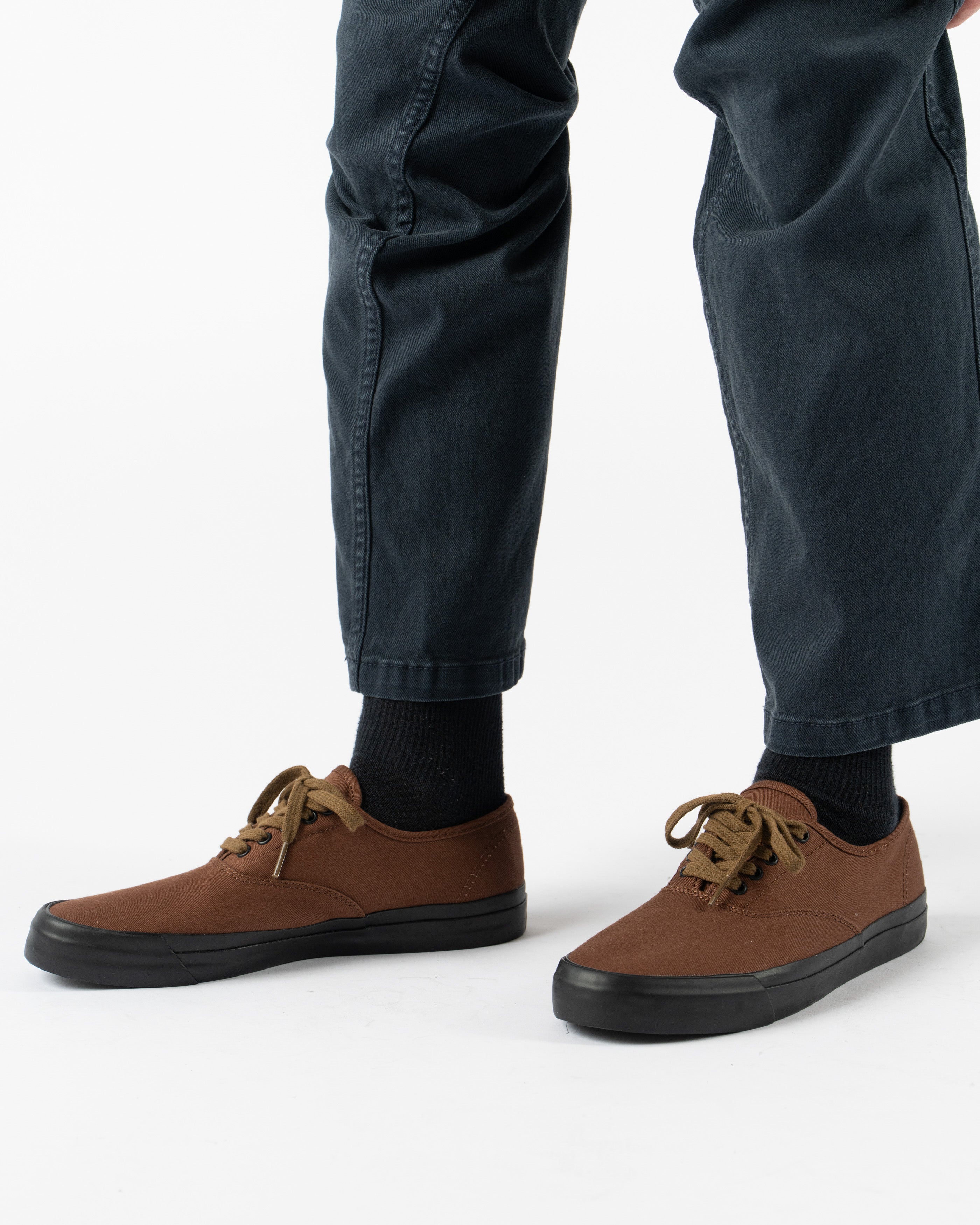 Beams Plus x Sperry Mil CVO Sneakers in Brown featuring rugged canvas upper, military-inspired style, and timeless low-top design