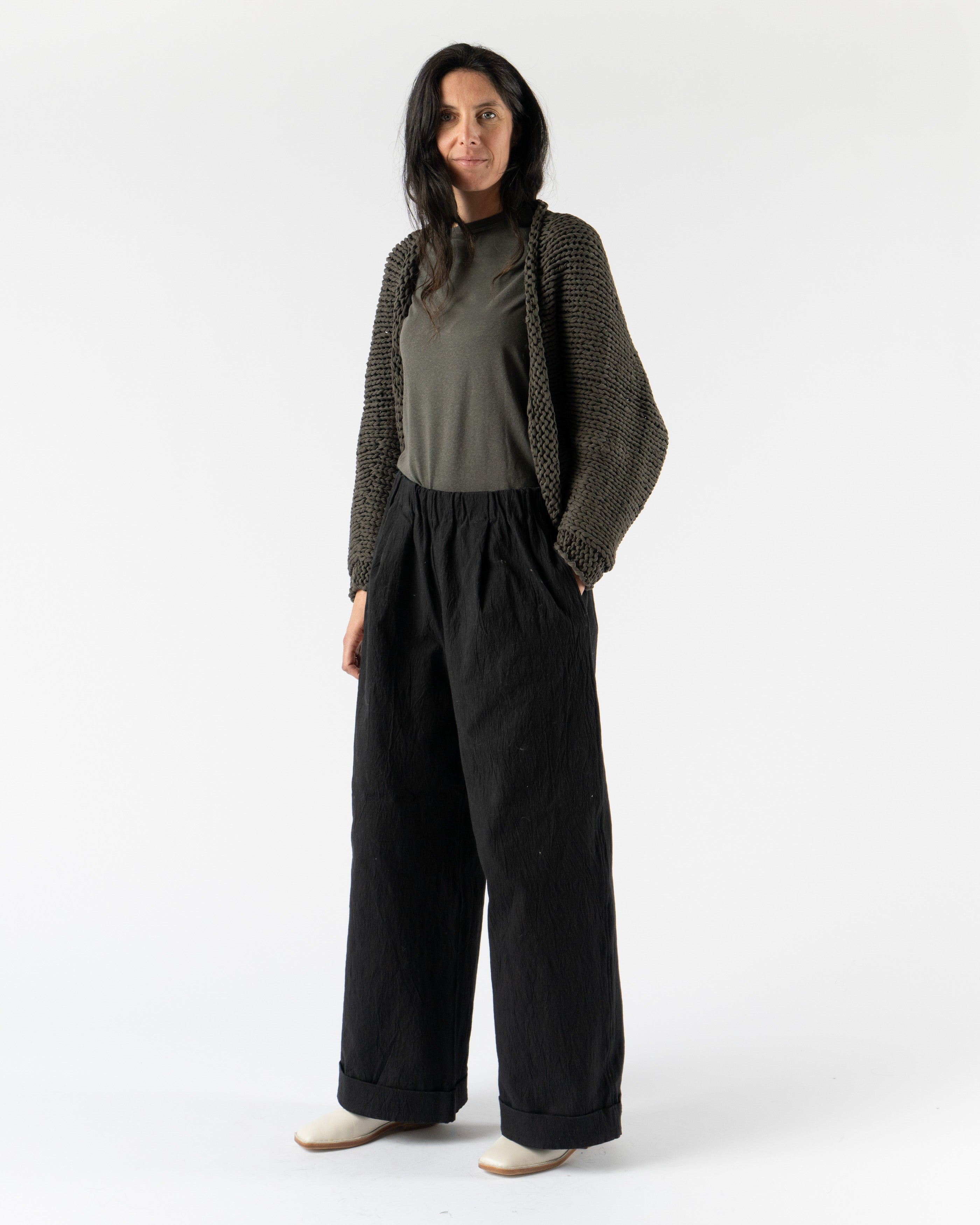 Lauren Manoogian Bias Baby Tee in Washed Black