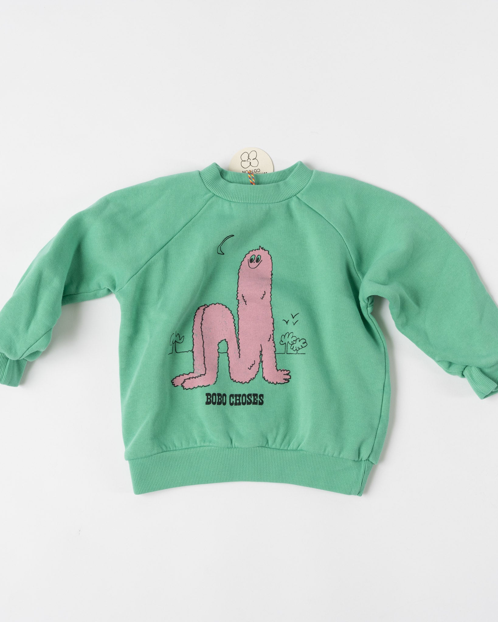 Bobo Choses Long Pinky Puff Sweatshirt in Green
