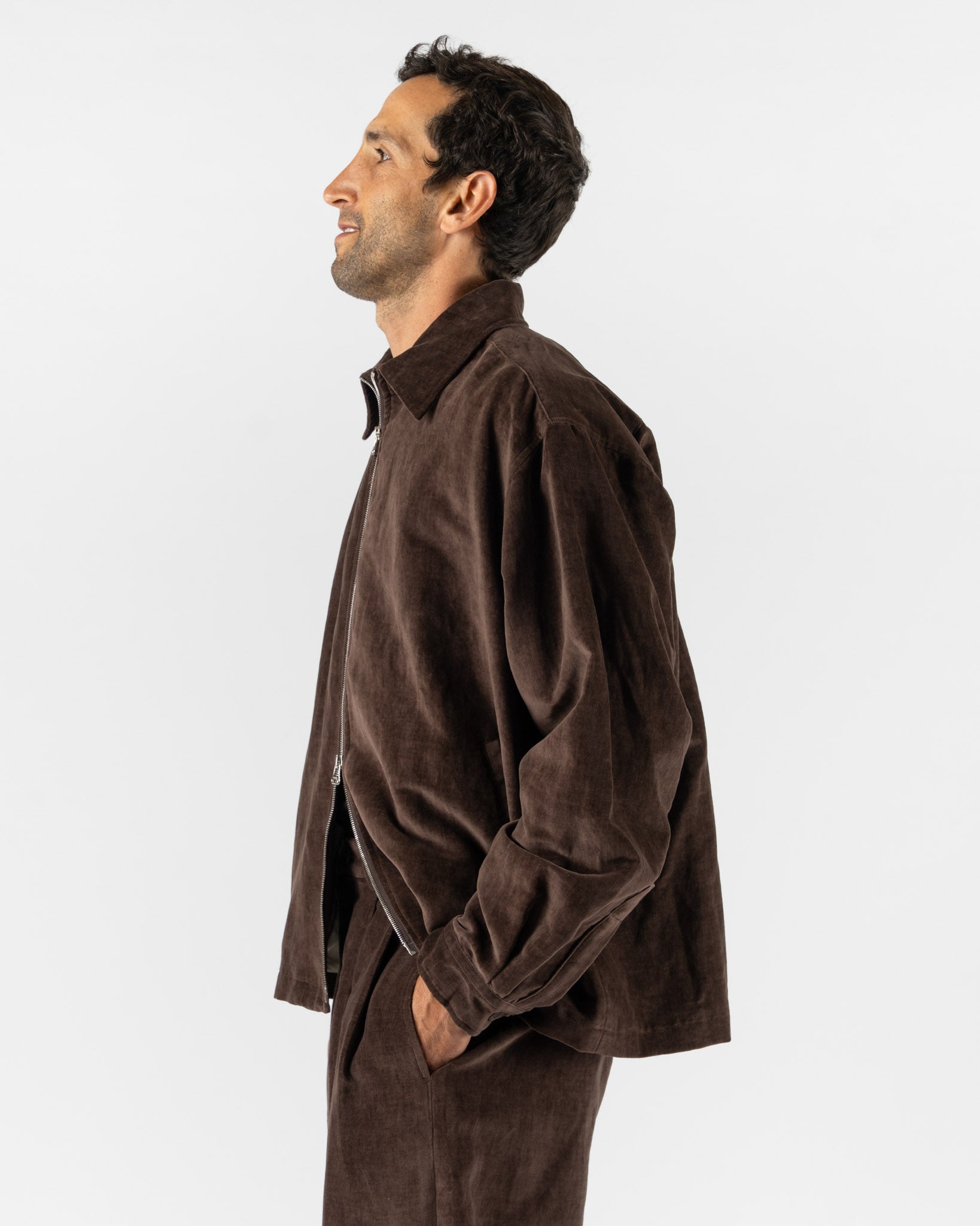 Colbo Box Zip Jacket in Dark Purple Velvet