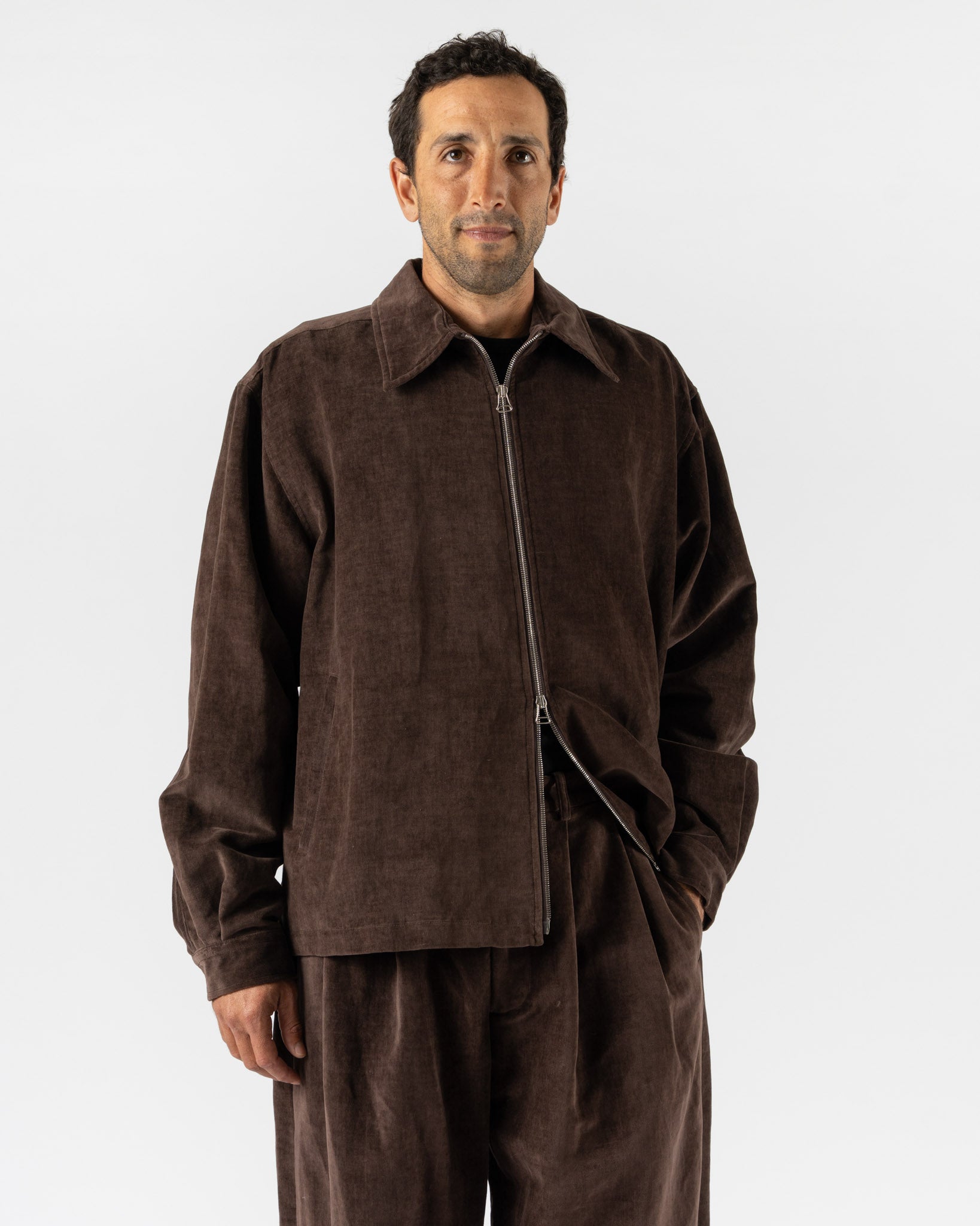 Colbo Box Zip Jacket in Dark Purple Velvet