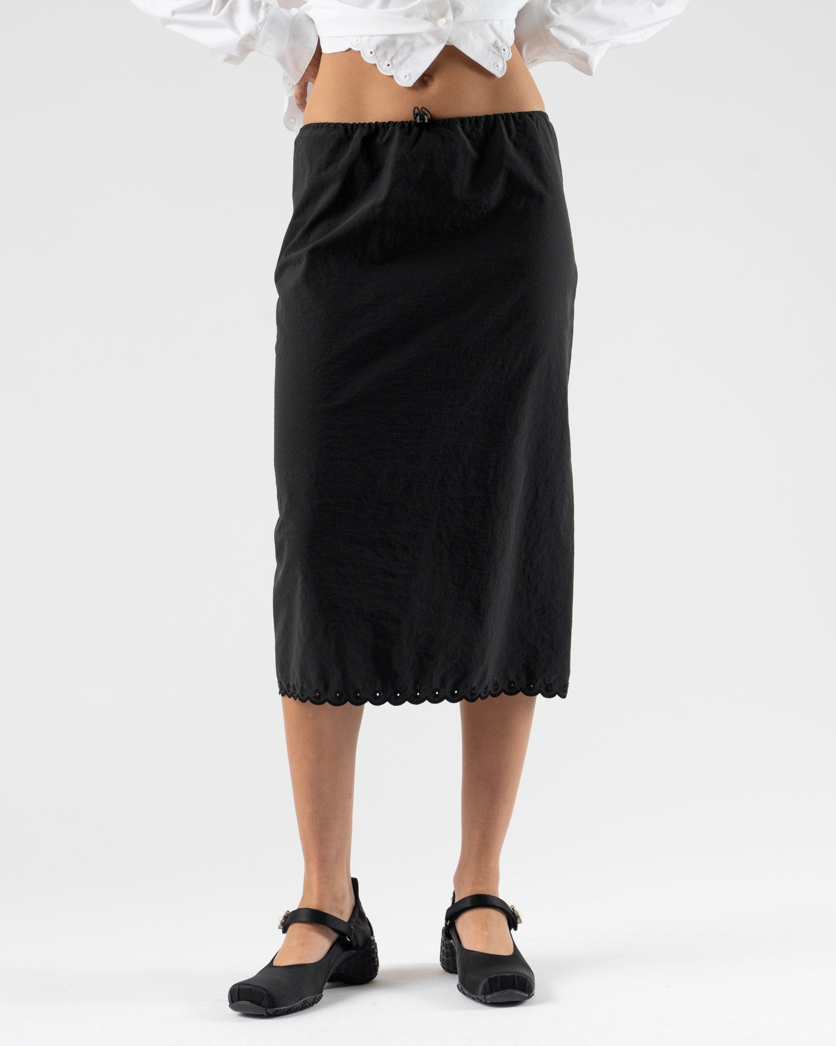 Cecilie Bahnsen Bria Skirt Black Embroidered Taffeta