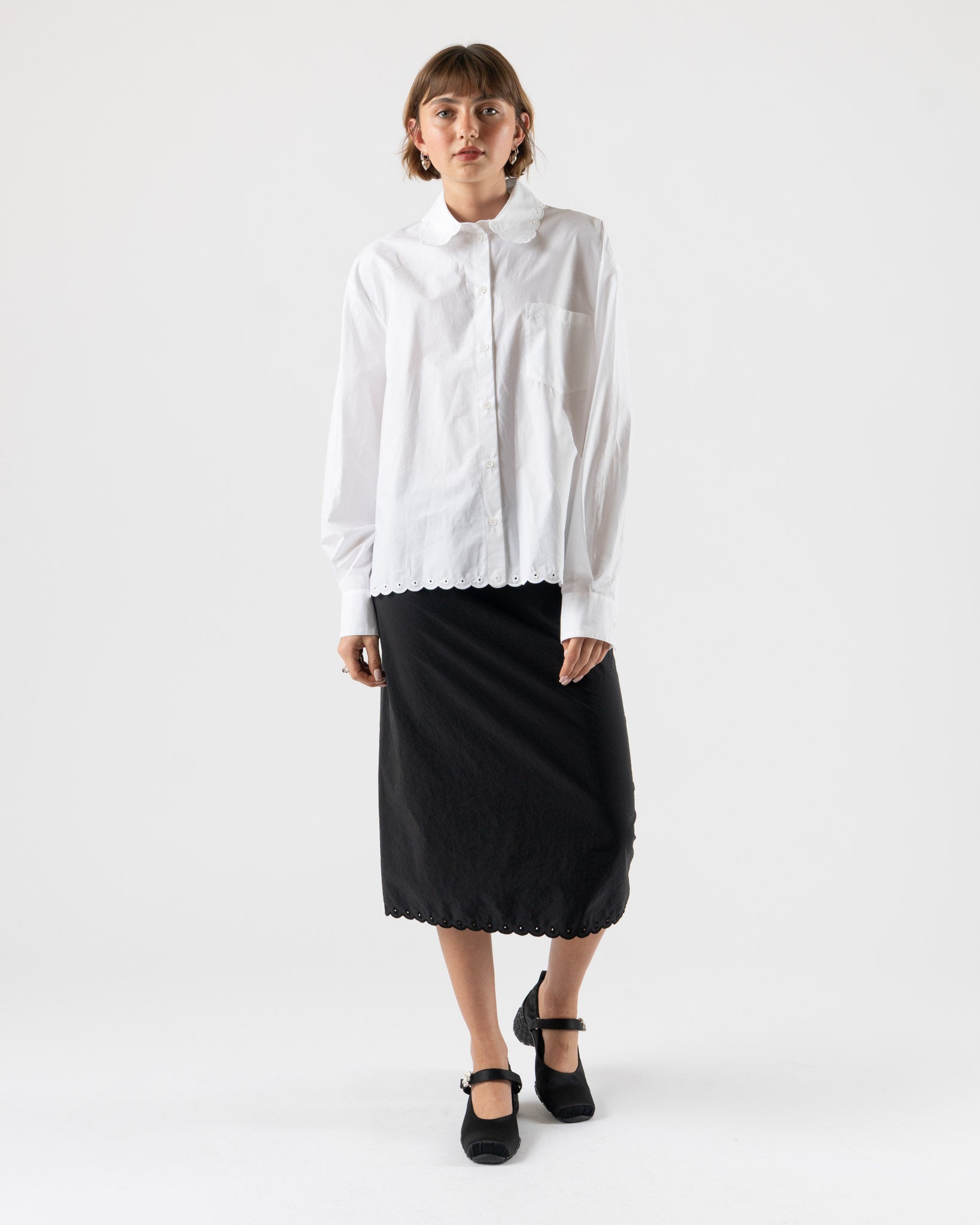 Cecilie Bahnsen Bria Skirt Black Embroidered Taffeta