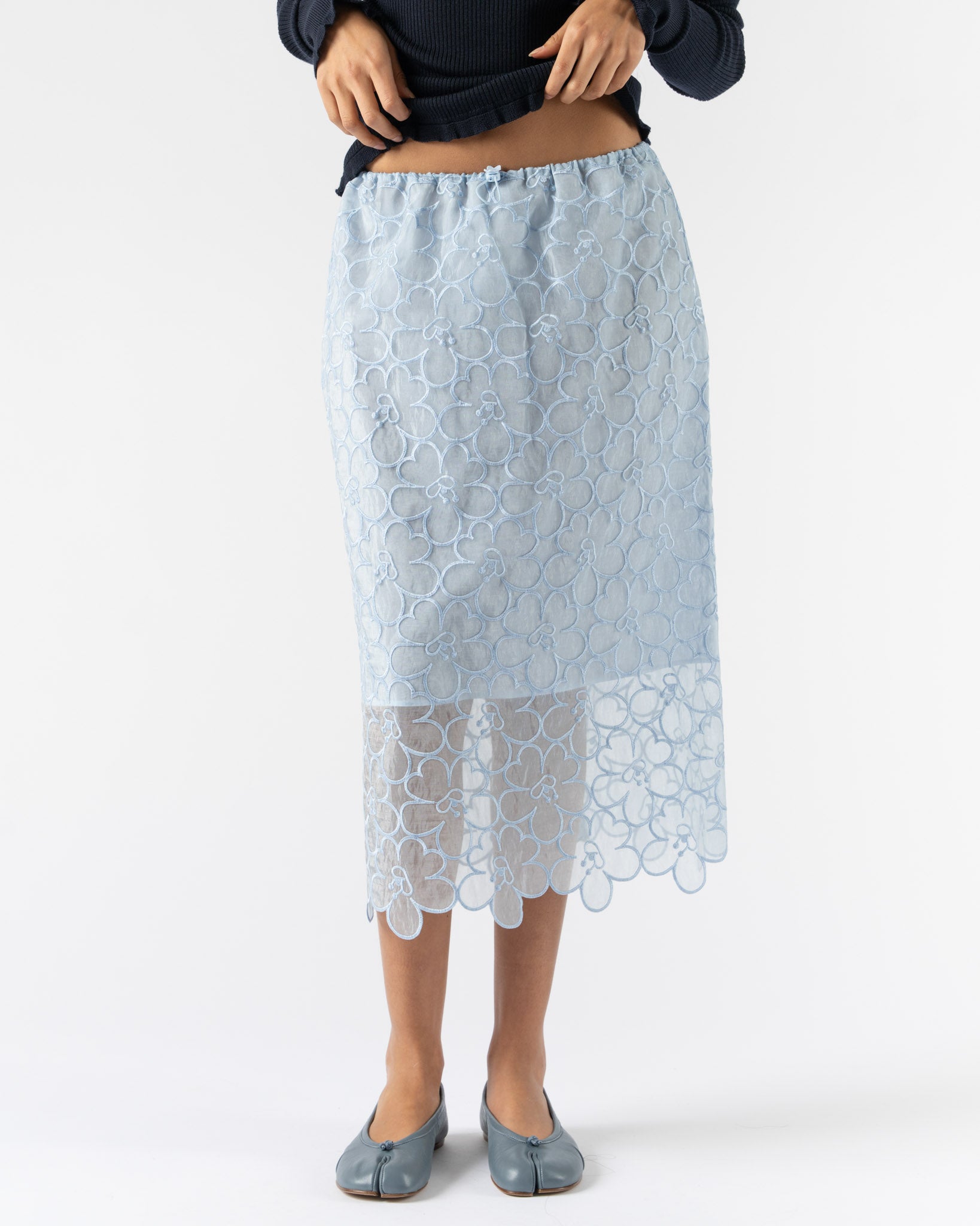 Cecilie Bahnsen Bria Skirt in Light Blue Felicia Embroidery