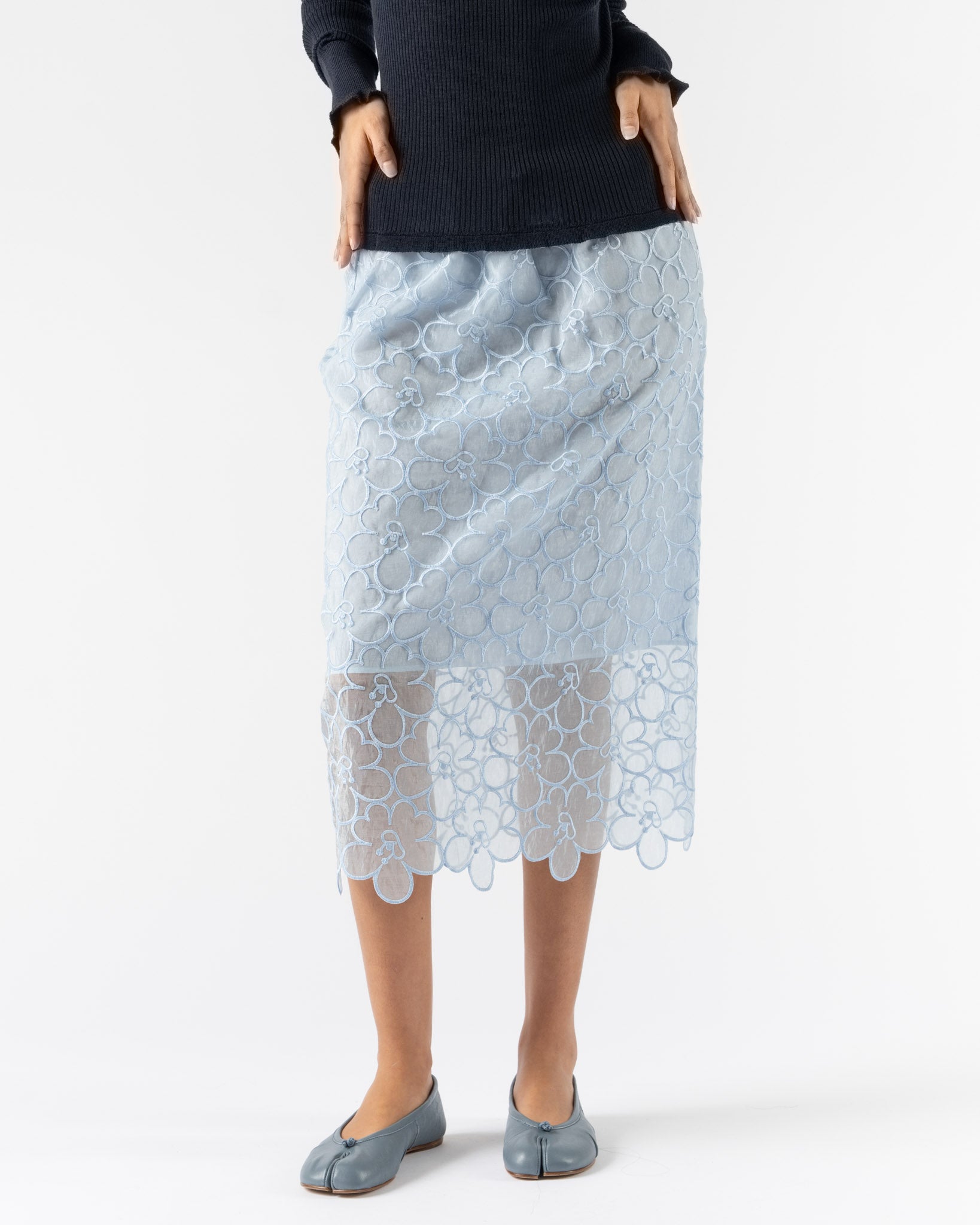 Cecilie Bahnsen Bria Skirt in Light Blue Felicia Embroidery