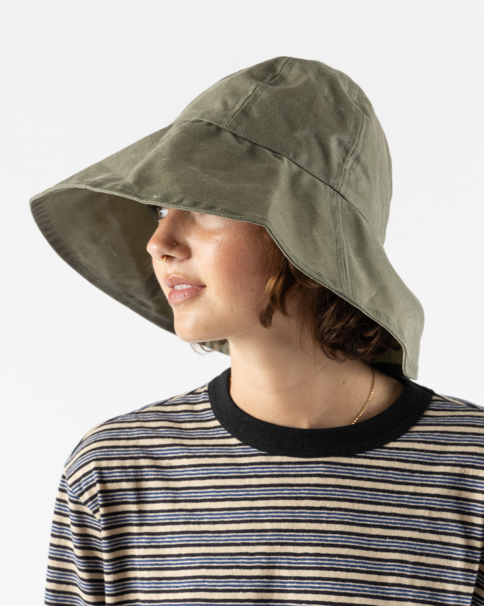 Cawley British Waxed Oilskin Sun Hat in Sage