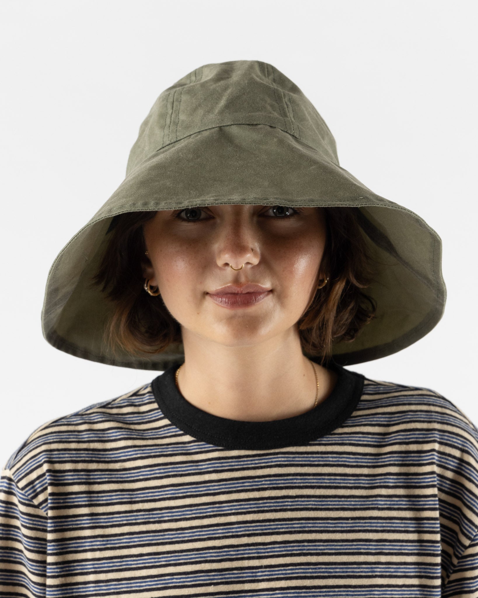 Cawley British Waxed Oilskin Sun Hat in Sage
