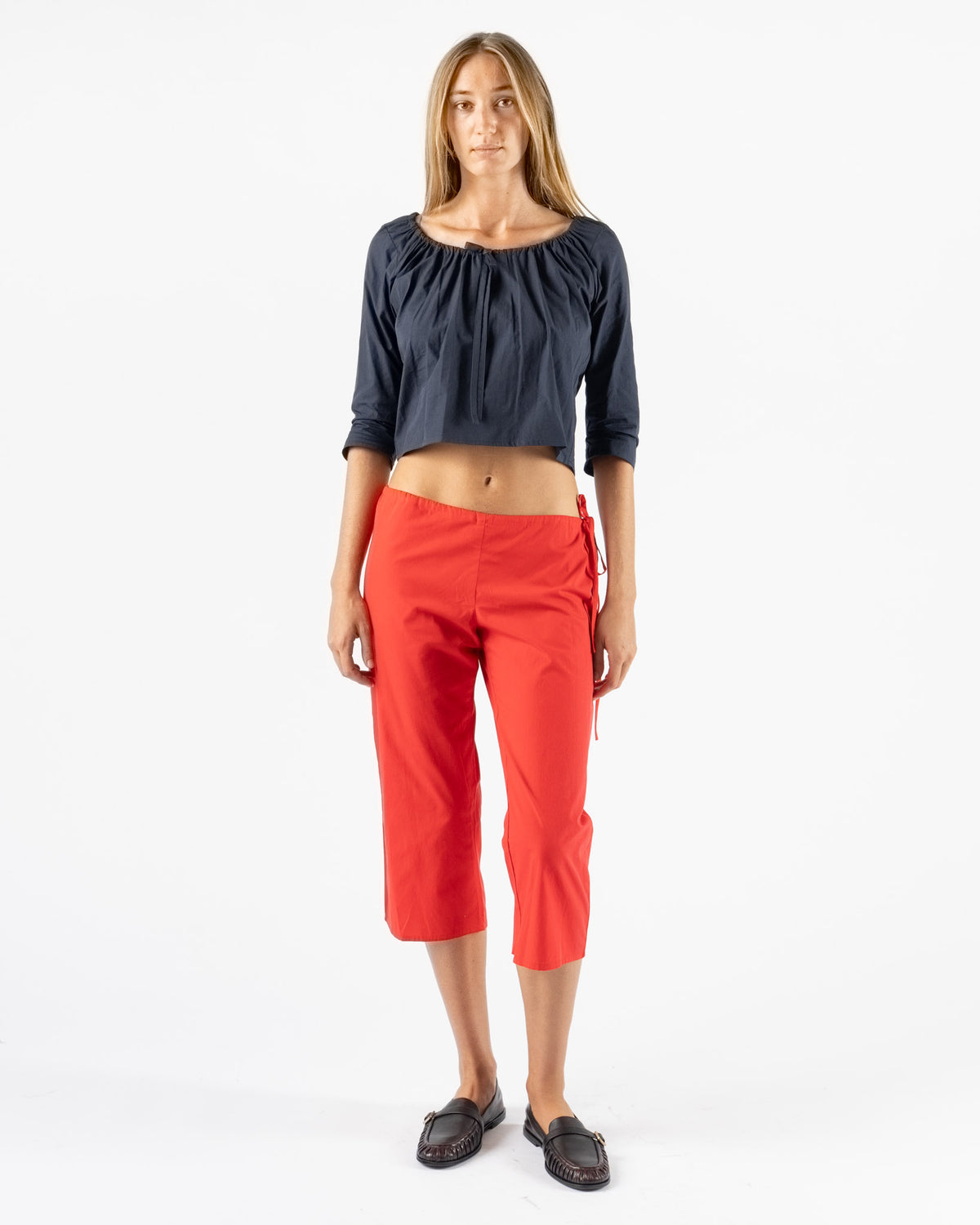 Brooke Callahan Tie Capris in Red