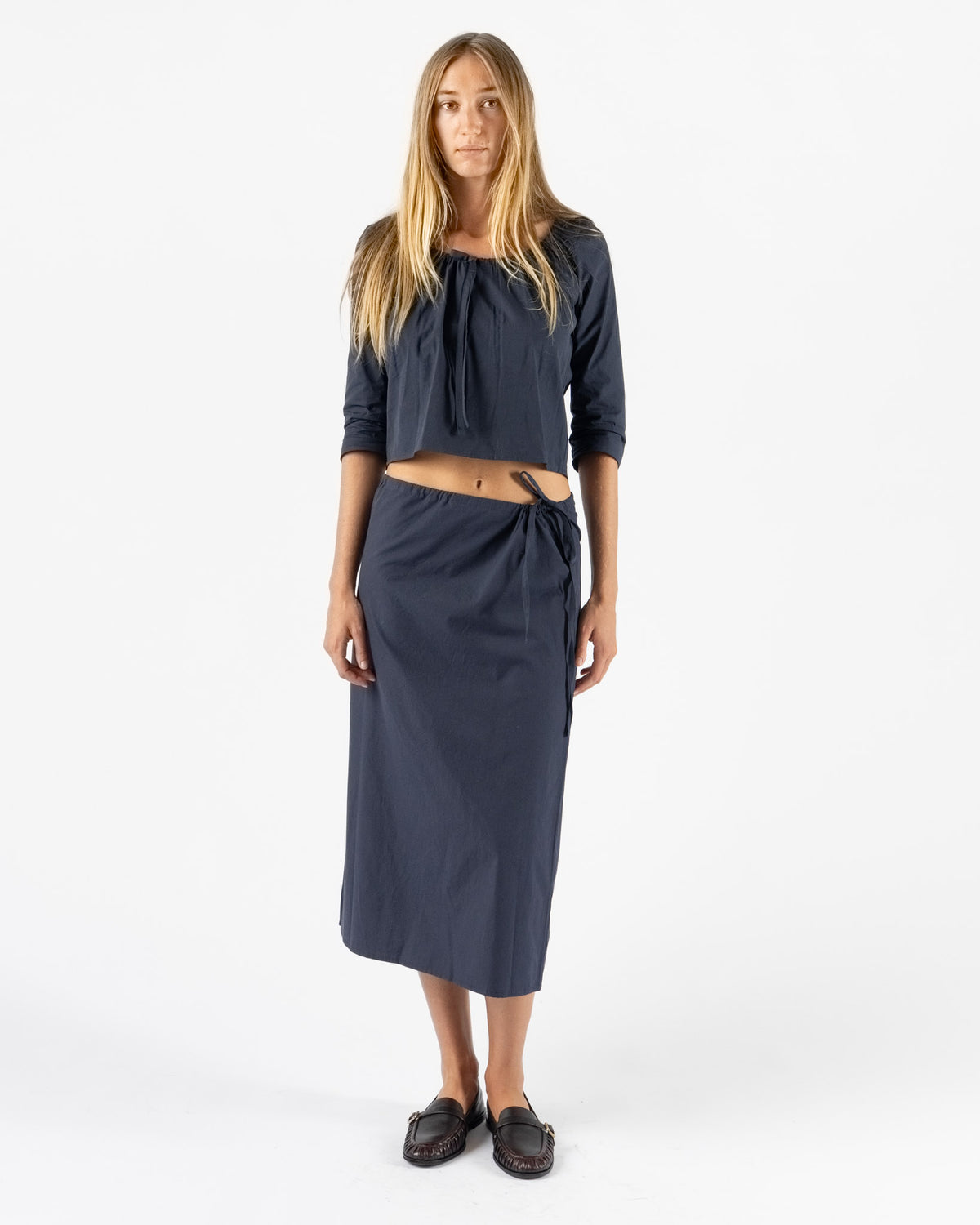 Brooke Callahan Column Skirt in Navy