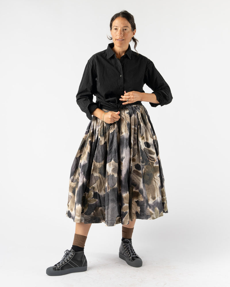 CASEY CASEY Double Rideaux Skirt in Print Blotch Khaki