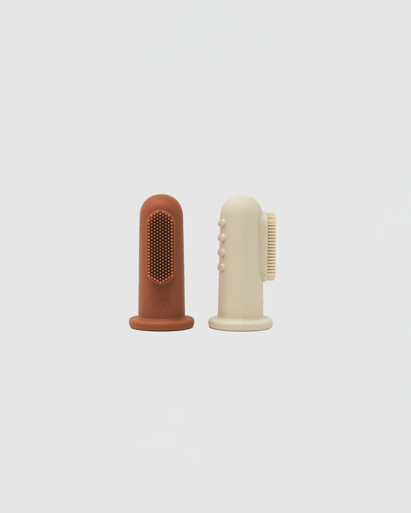 Mushie Finger Toothbrush in Clay/Shifting Sand