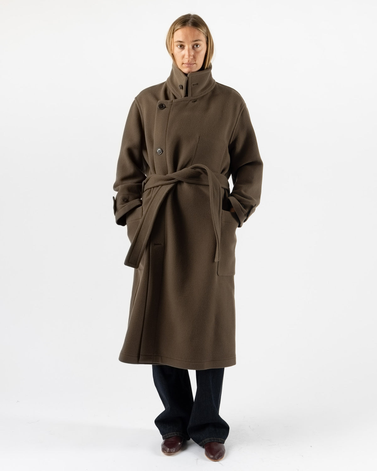 Cordera Virgin Wool Long Coat in Pardo