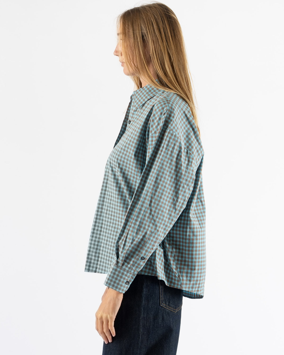 Cordera Blue Checked Oversized Shirt