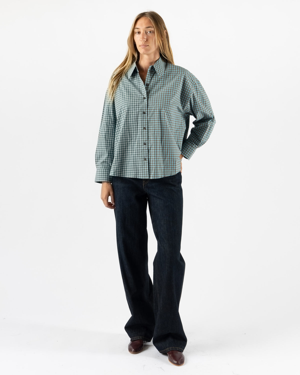 Cordera Blue Checked Oversized Shirt
