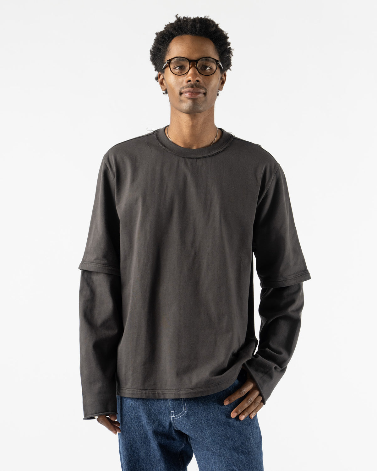 Camiel Fortgens Big Tee Double Sleeve in Dark Grey