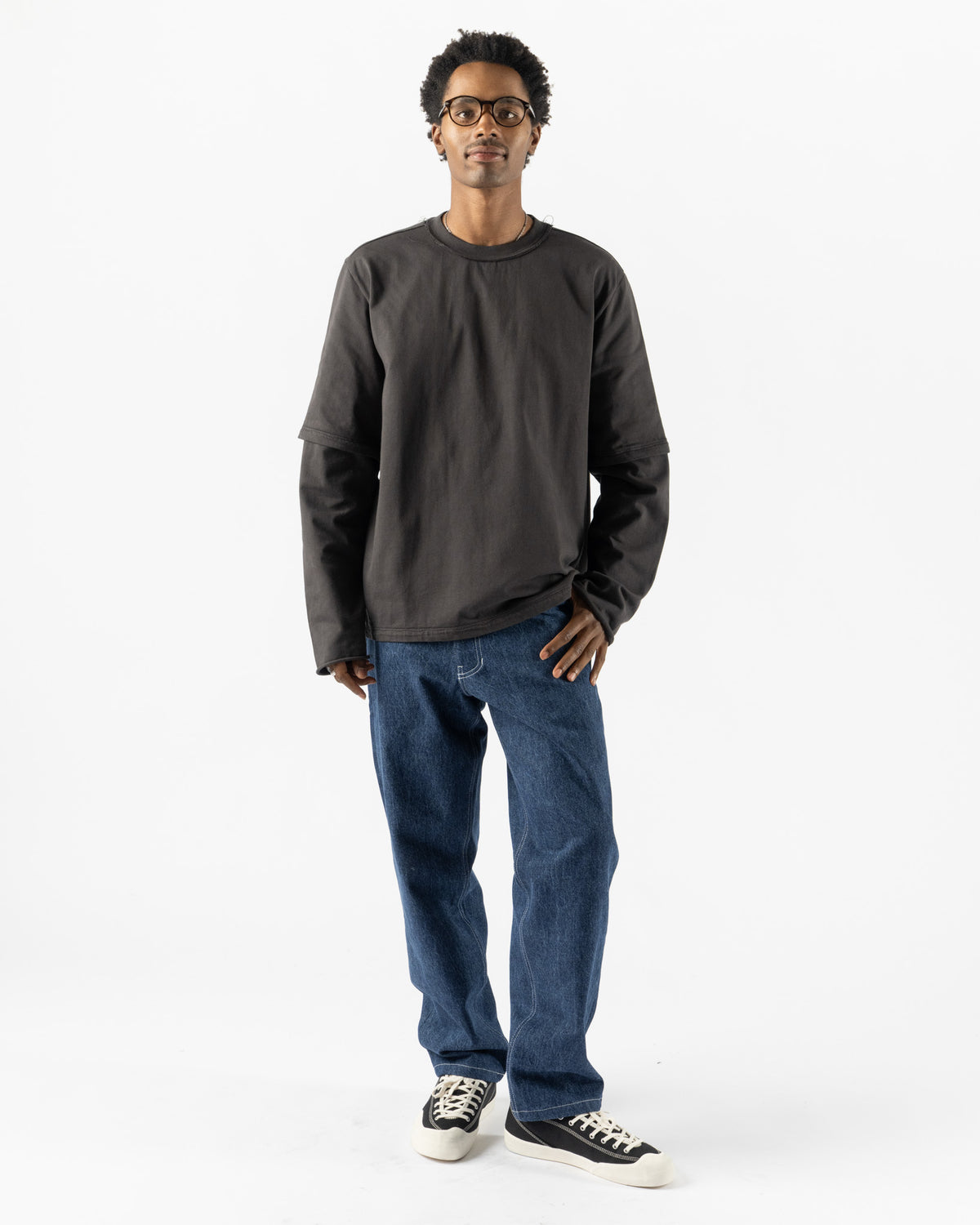 Camiel Fortgens Big Tee Double Sleeve in Dark Grey