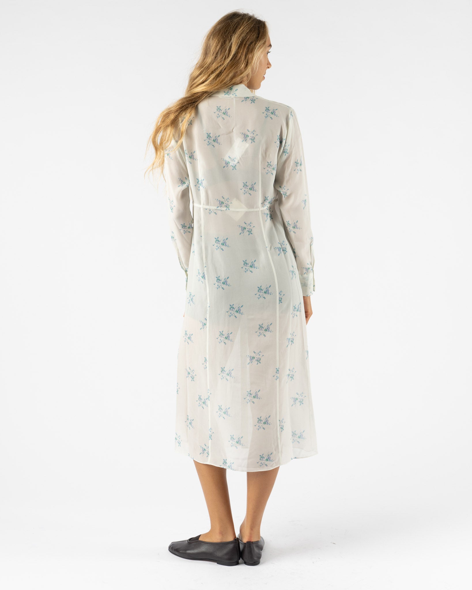 Auralee Airy Silk Georgette Dress in White