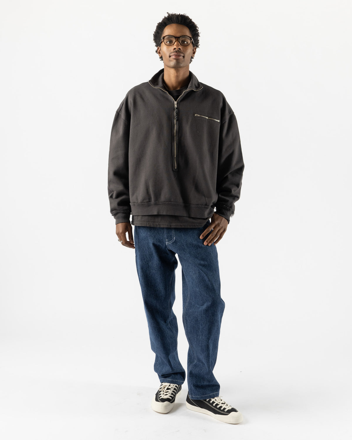 Camiel Fortgens Half-Zip Sweat in Dark Grey