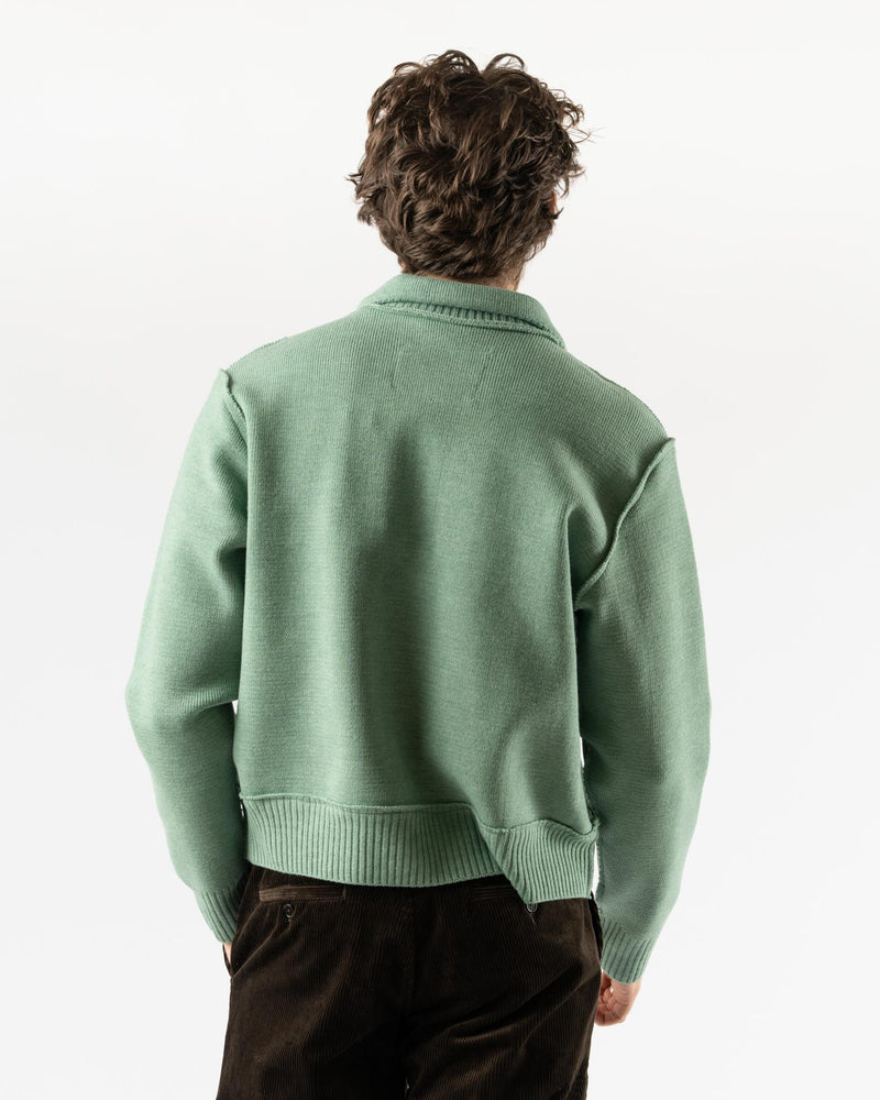 Camiel Fortgens Zip Up Knit in Green Melange