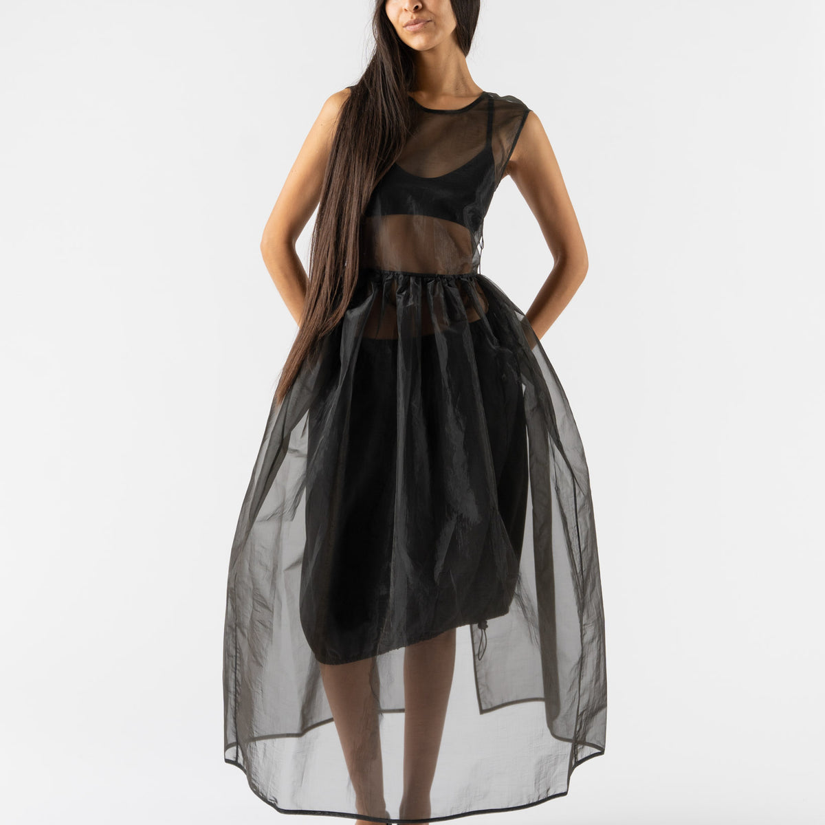 Cecilie Bahnsen Women's Camilla Sheer Liquid Myrtia Overlay Dress, Black, Size - 10 Cecilie Bahnsen Women's Camilla Sheer Liquid Myrtia Overlay Dress, Black, Size - 10