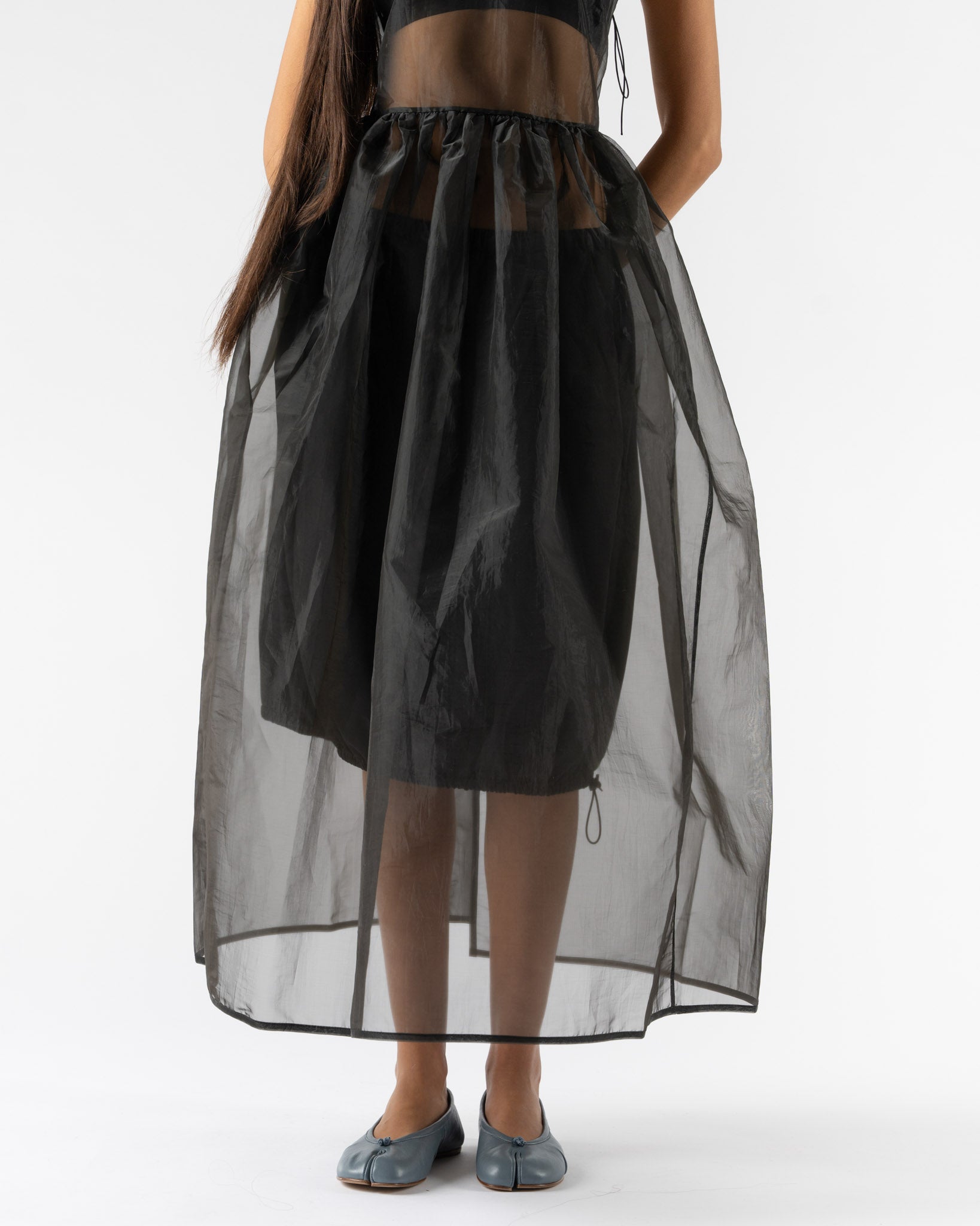 Cecilie Bahnsen Camilla Overlay Dress in Black Liquid Myrtia