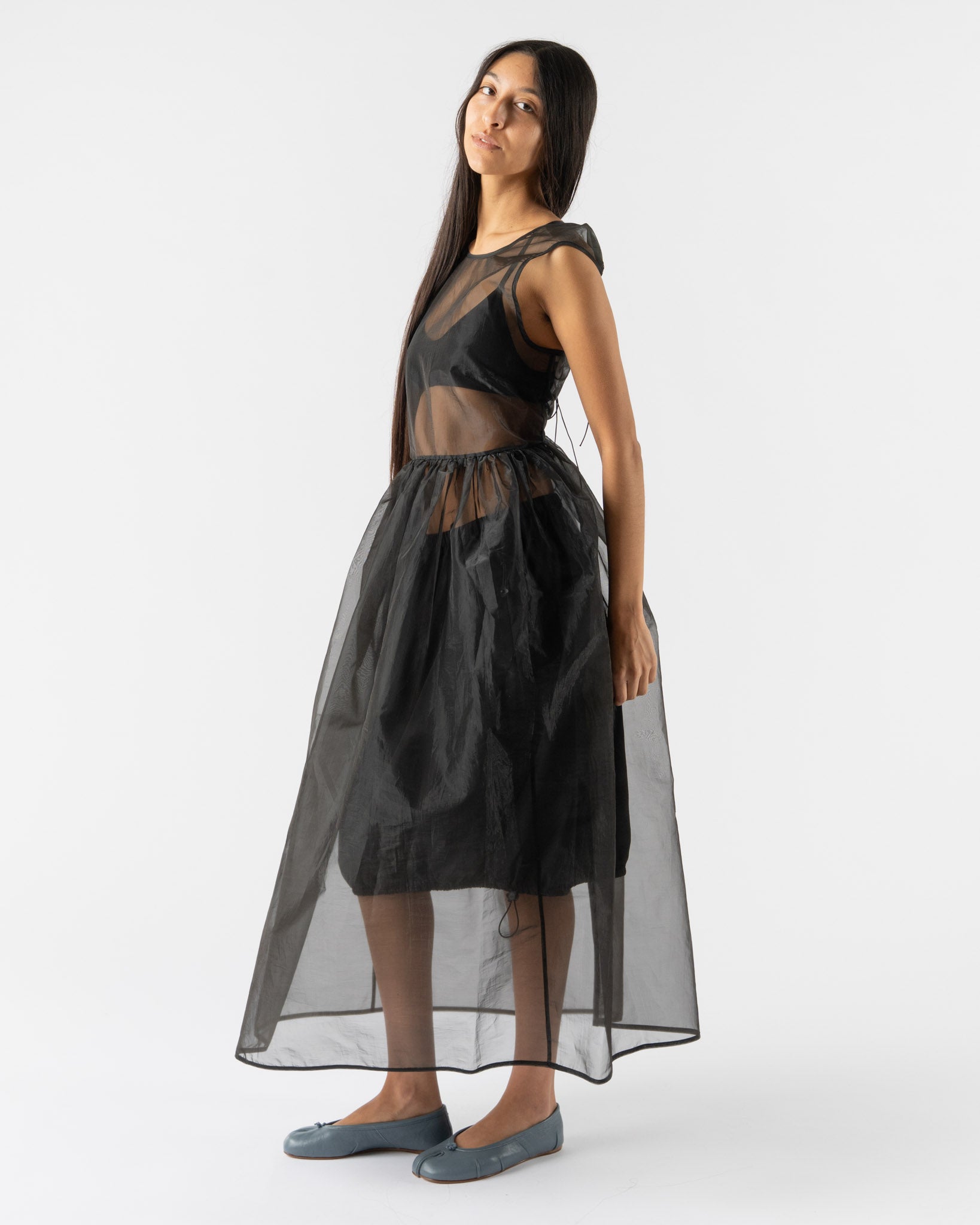Cecilie Bahnsen Camilla Overlay Dress in Black Liquid Myrtia