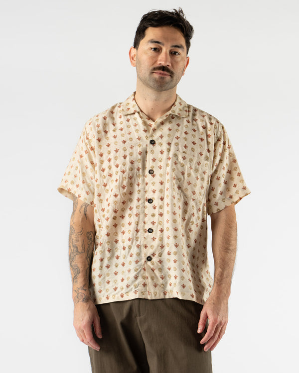 Kartik Research Camp Shirt in Peach/Rust/Olive