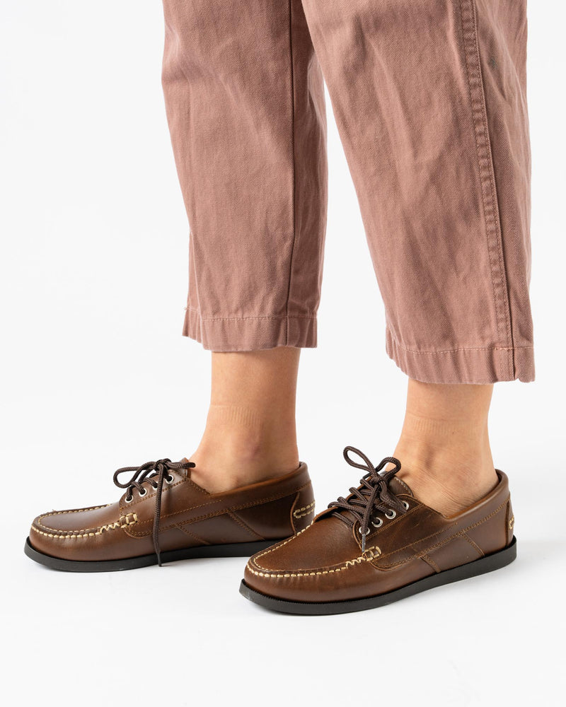 Caron Callahan Baxter Boat Shoe in Classic Brown Leather