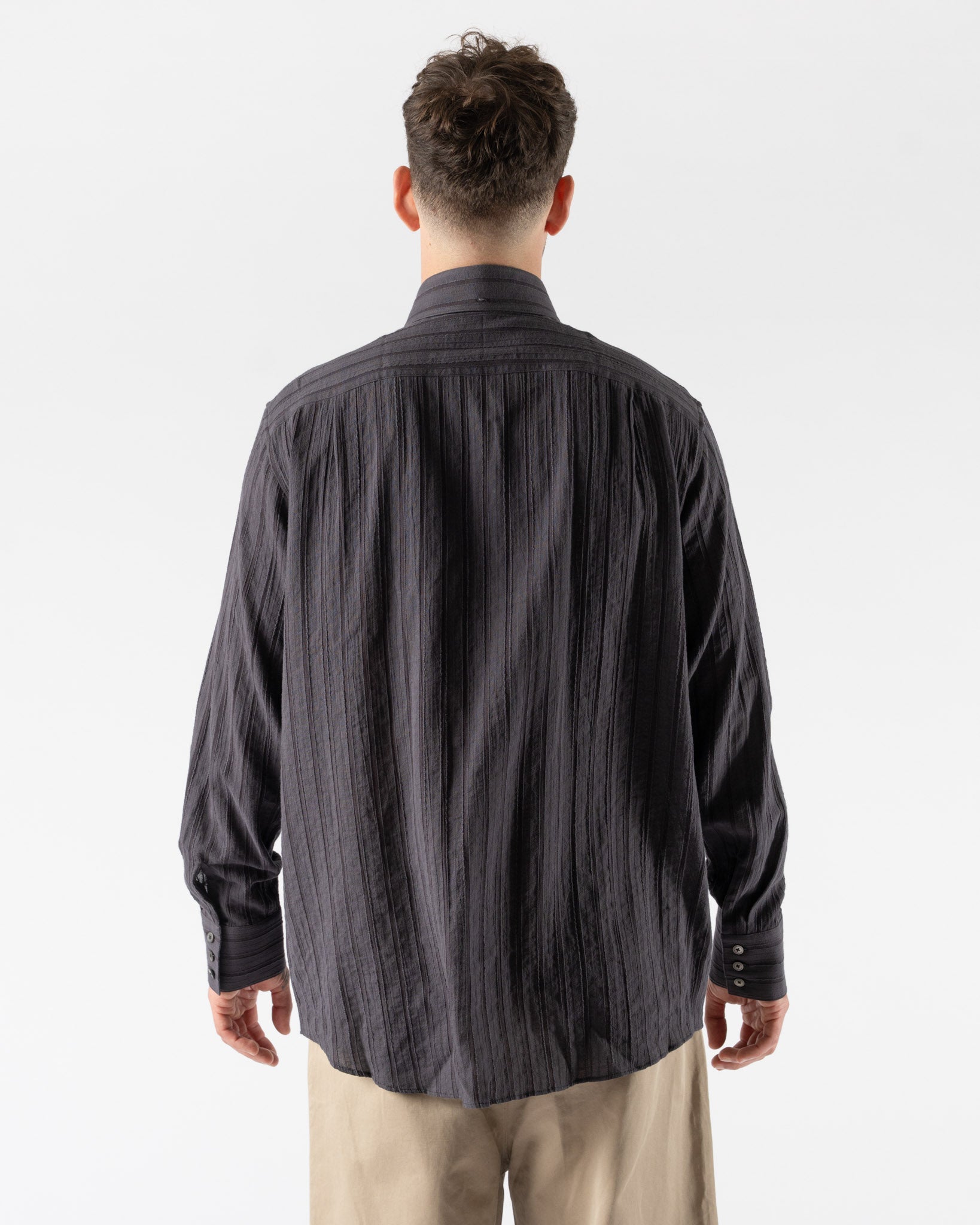 Carter Young Business Shirt in Navy Enzyme Stripe