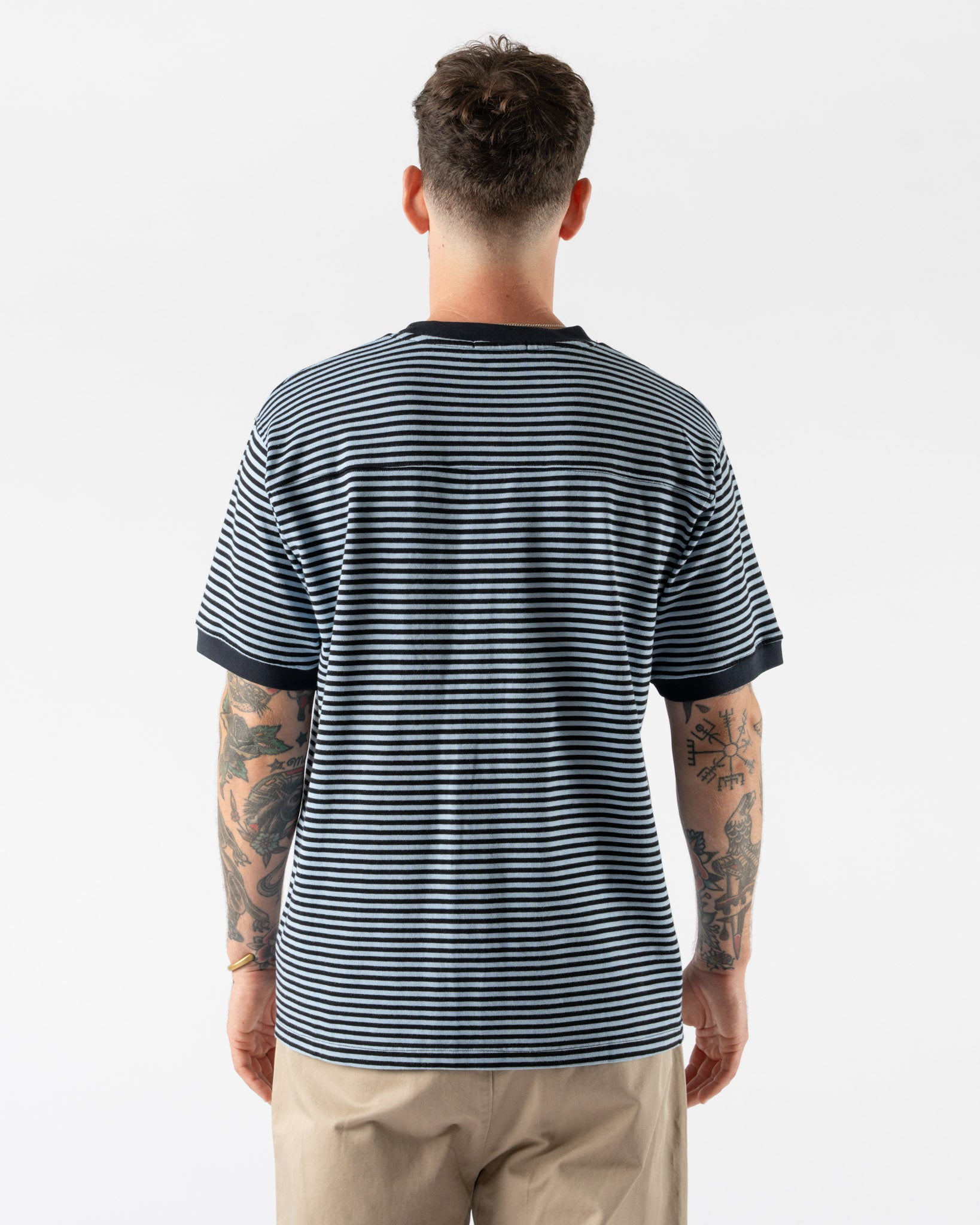 Carter Young Football Tee in Black/Ice Stripe