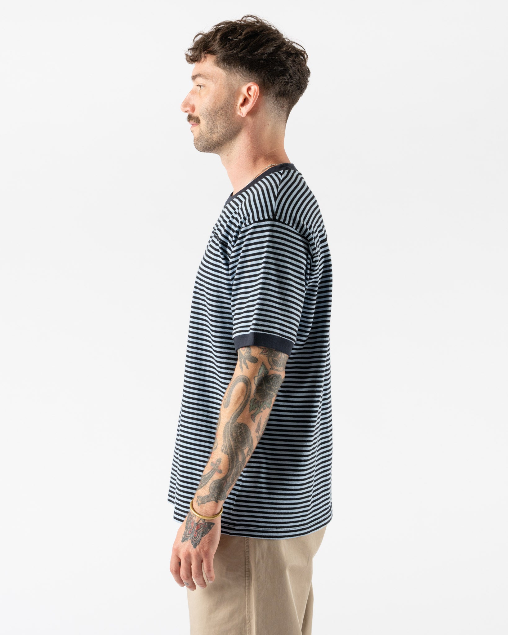 Carter Young Football Tee in Black/Ice Stripe