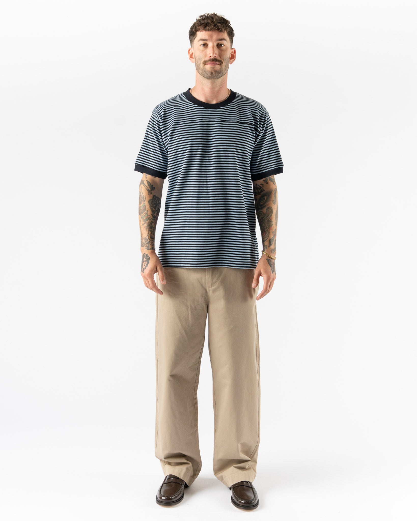 Carter Young Football Tee in Black/Ice Stripe