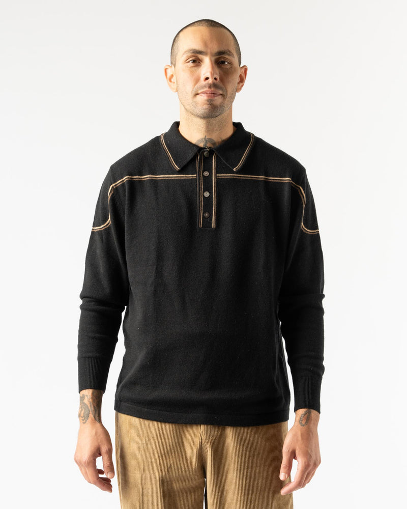 Carter Young Kowalski Knit Polo in Black/Tan