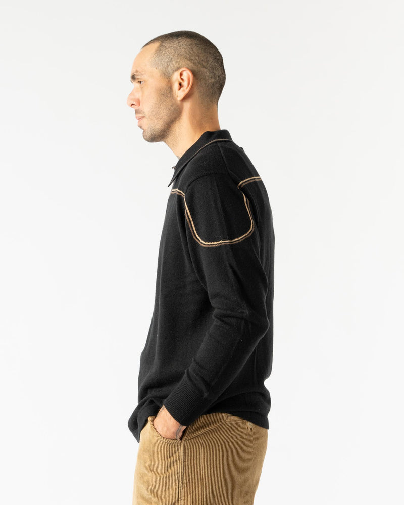 Carter Young Kowalski Knit Polo in Black/Tan