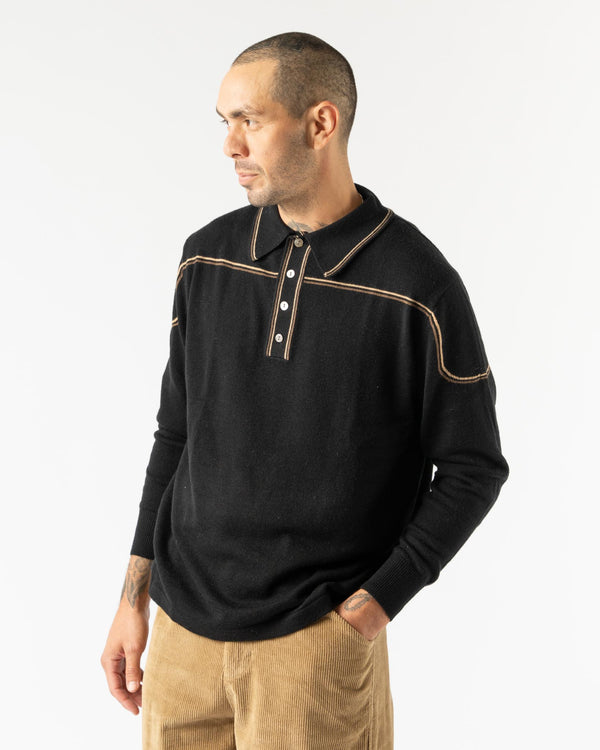 Carter Young Kowalski Knit Polo in Black/Tan