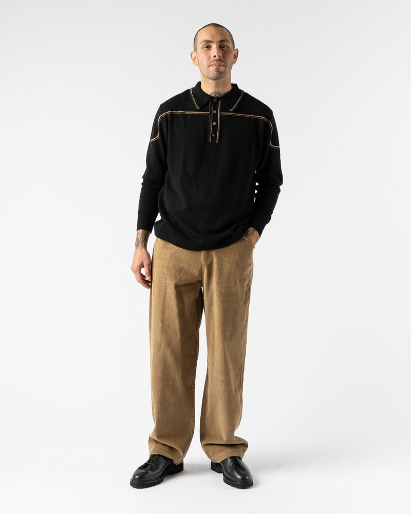 Carter Young Kowalski Knit Polo in Black/Tan