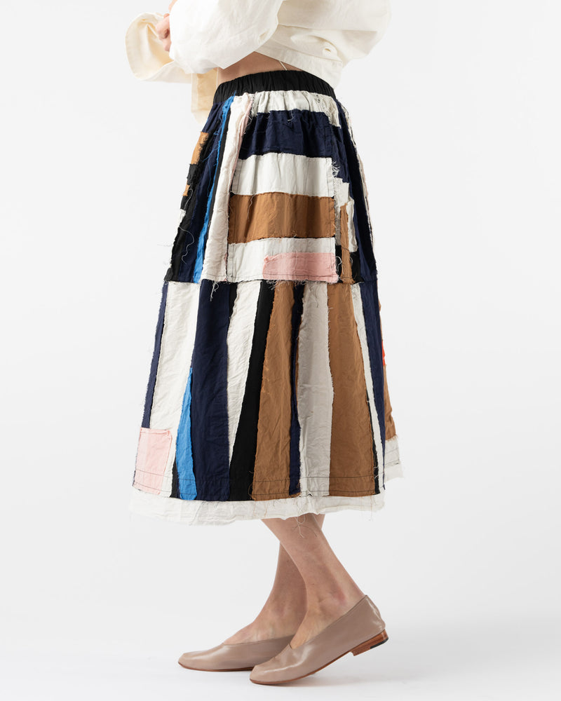 CASEY CASEY Puffy Skirt in Stripe Patchwork