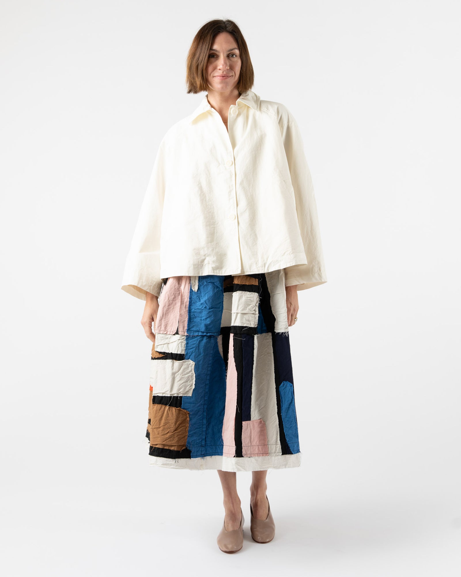 CASEY CASEY Puffy Skirt in Stripe Patchwork Curated at Jake